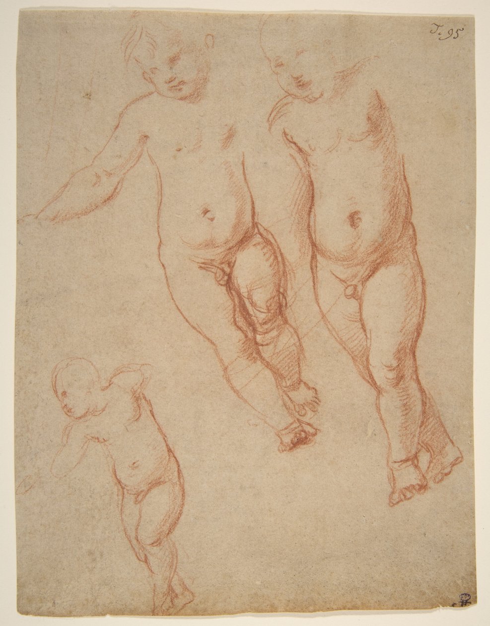 Estudos do Menino Jesus, 1513-15 (giz no papel) de Raffaello Sanzio Raphael