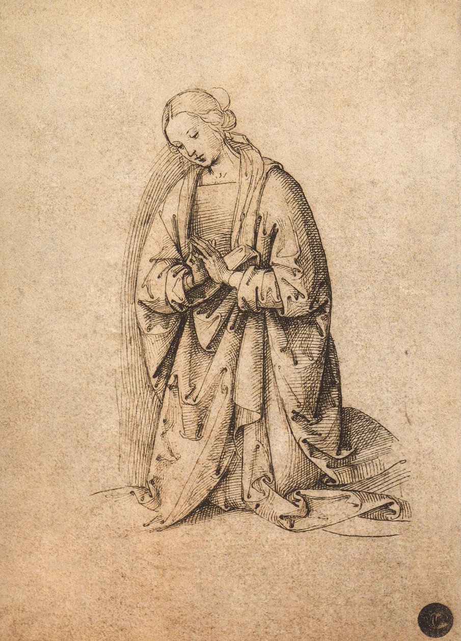 Adoradora Virgem; desenho por Raphael, Gallerie dellAccademia, Veneza de Raffaello Sanzio Raphael