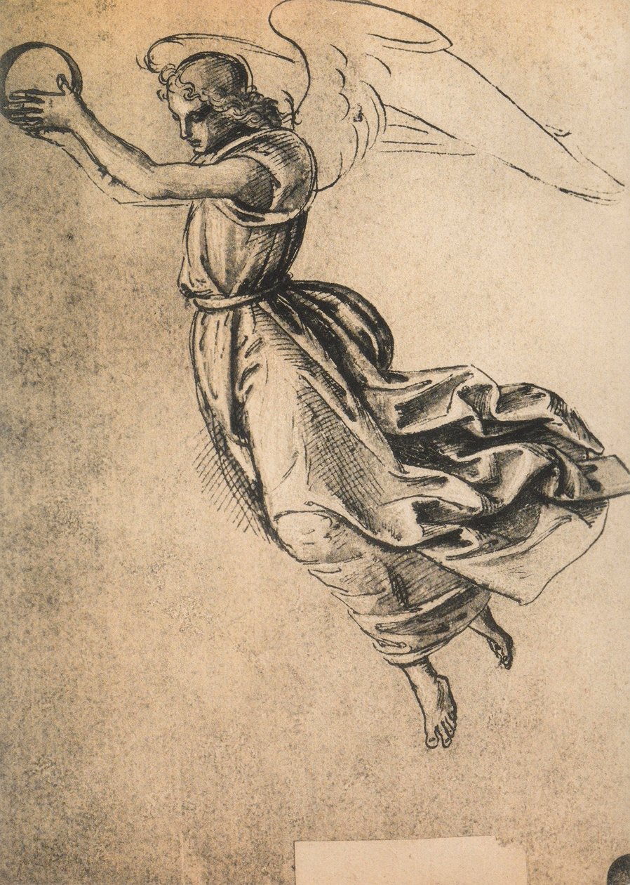 Um anjo; desenho de Raphael. Gallerie dellAccademia, Veneza de Raffaello Sanzio Raphael