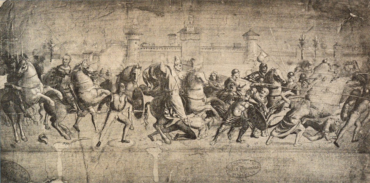 Cavaliers em combate; desenho de Raphael. Gallerie dellAccademia, Veneza de Raffaello Sanzio Raphael