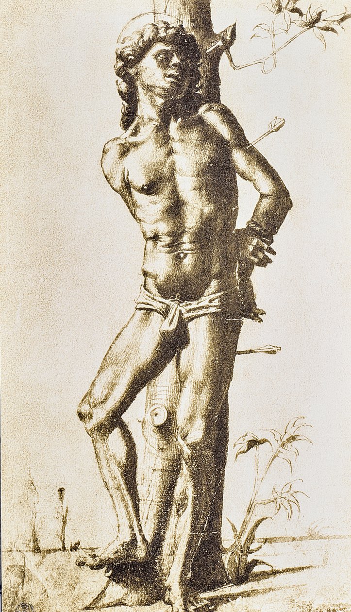 Figura de um santo, desenhando por Raffaello Sanzio. Gabinete de Desenhos e Gravuras, Galeria Uffizi, Florença de Raffaello Sanzio Raphael