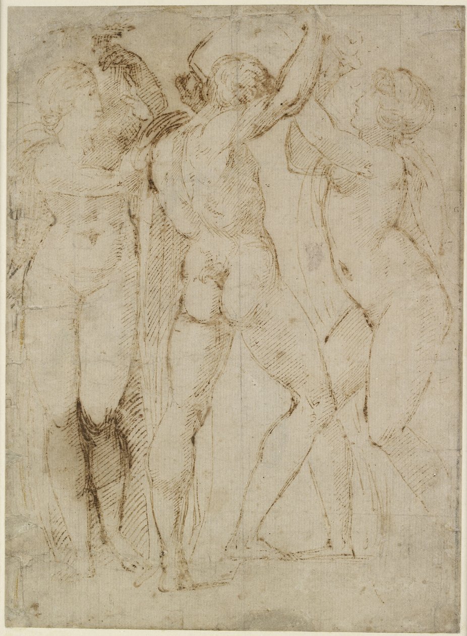 Grupo de Vintageadores, WA1846.165 (caneta e tinta marrom em papel branco) de Raffaello Sanzio Raphael