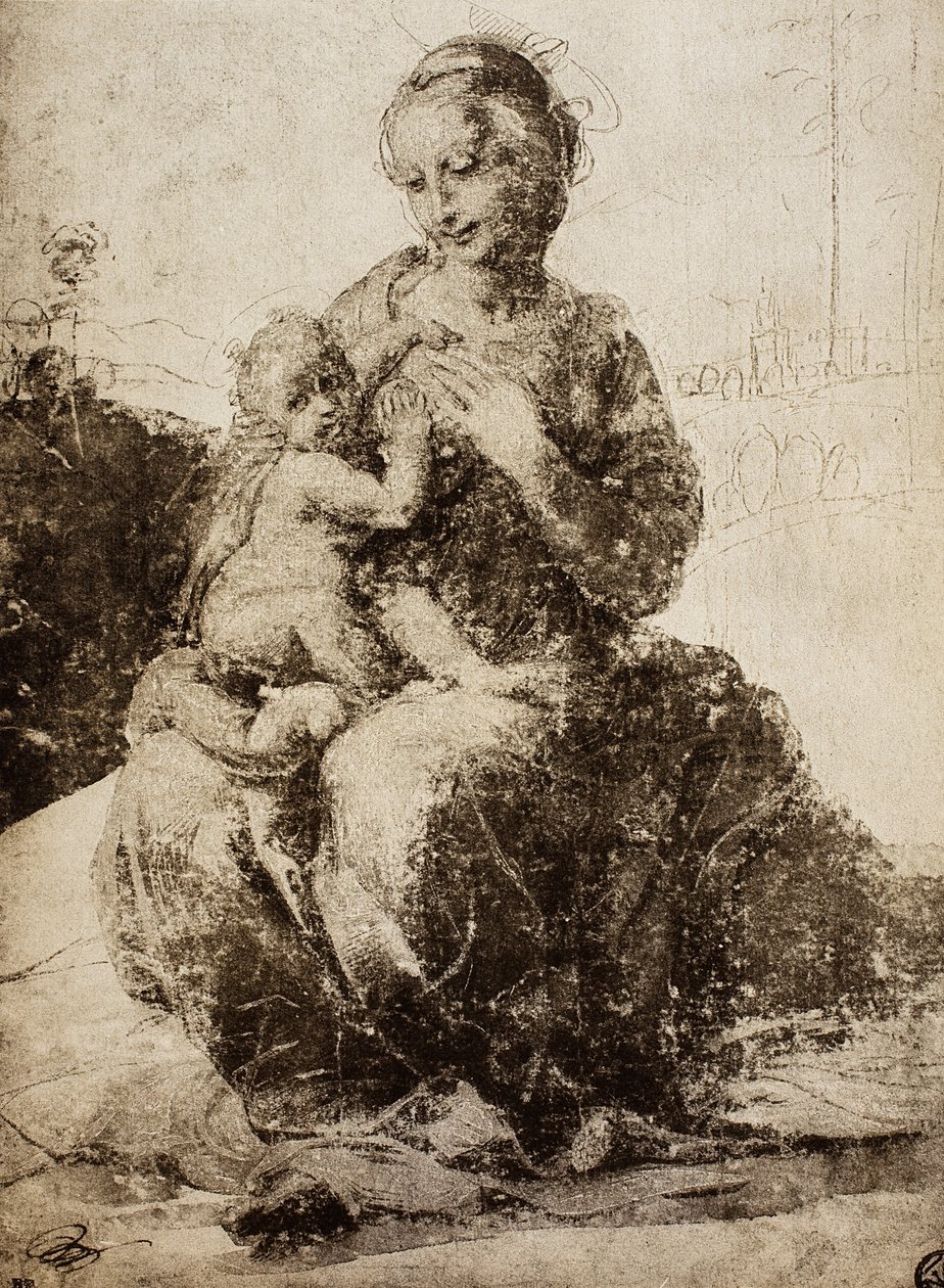 Madonna e criança; desenho de Raphael. O louvre, paris de Raffaello Sanzio Raphael