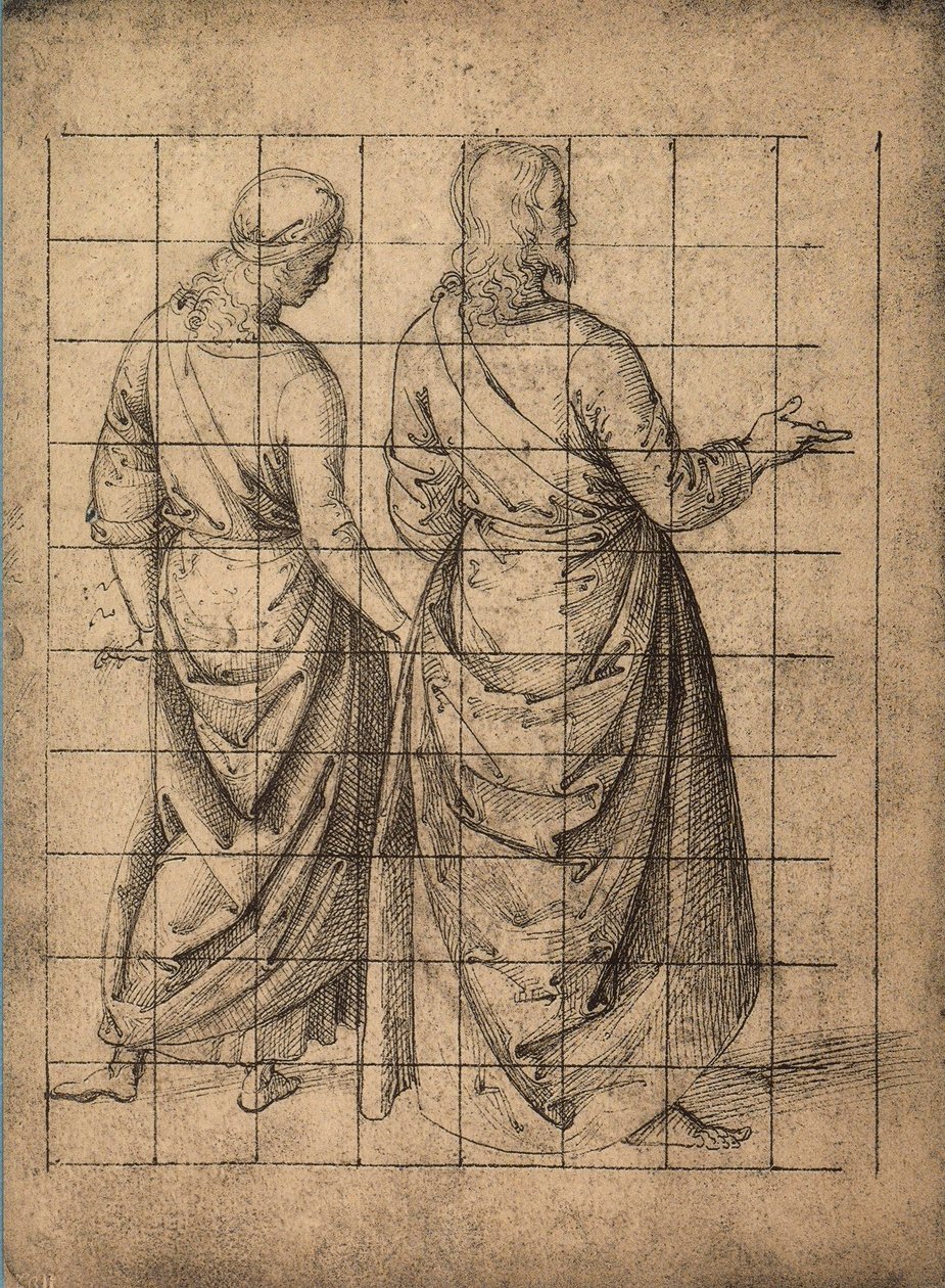 Figuras masculinas, vista traseira; desenho de Raphael. Gallerie dellAccademia, Veneza de Raffaello Sanzio Raphael