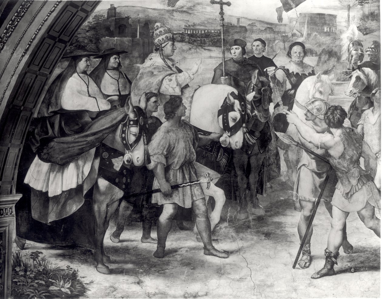 Papa Leão I (c.390-461) Repulsa Átila (c.406-453) 1511-14 (detalhe de 154941) de Raffaello Sanzio Raphael