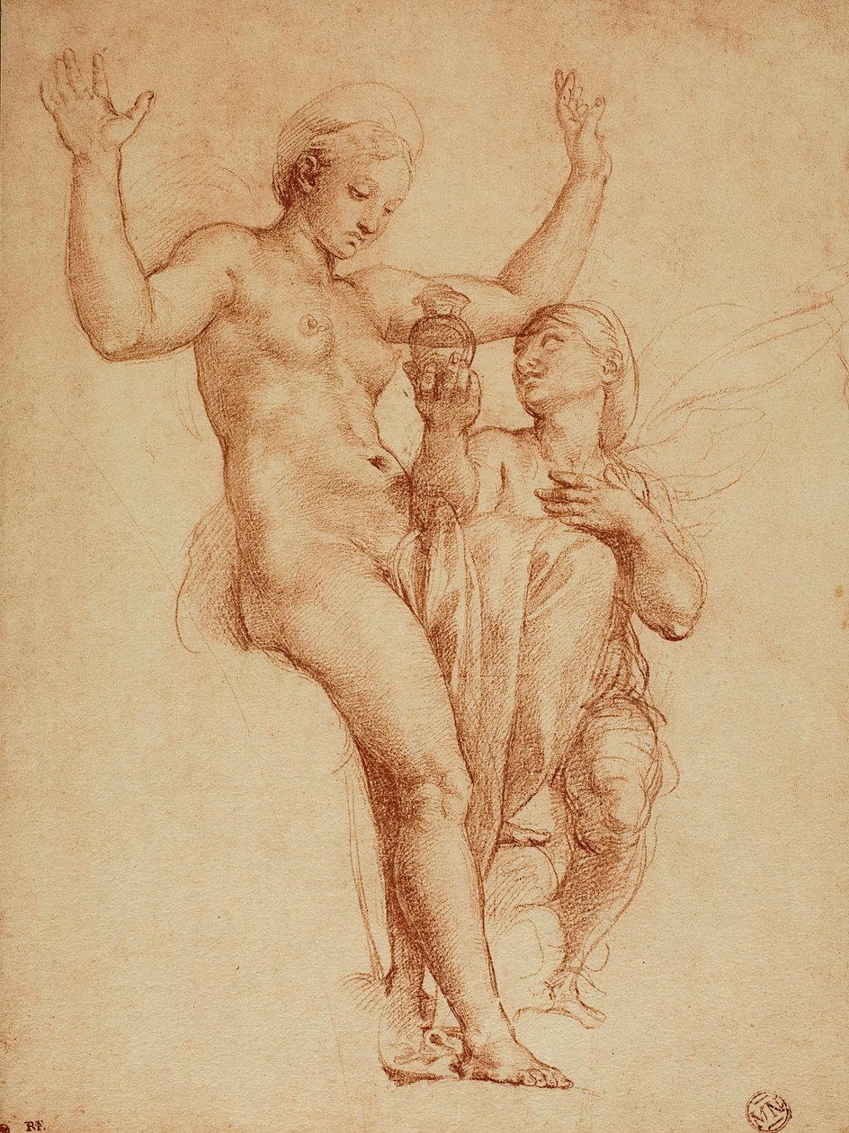 Psique apresenta Vênus com um jarro contendo água do Styx; desenho de Raphael. O louvre, paris de Raffaello Sanzio Raphael