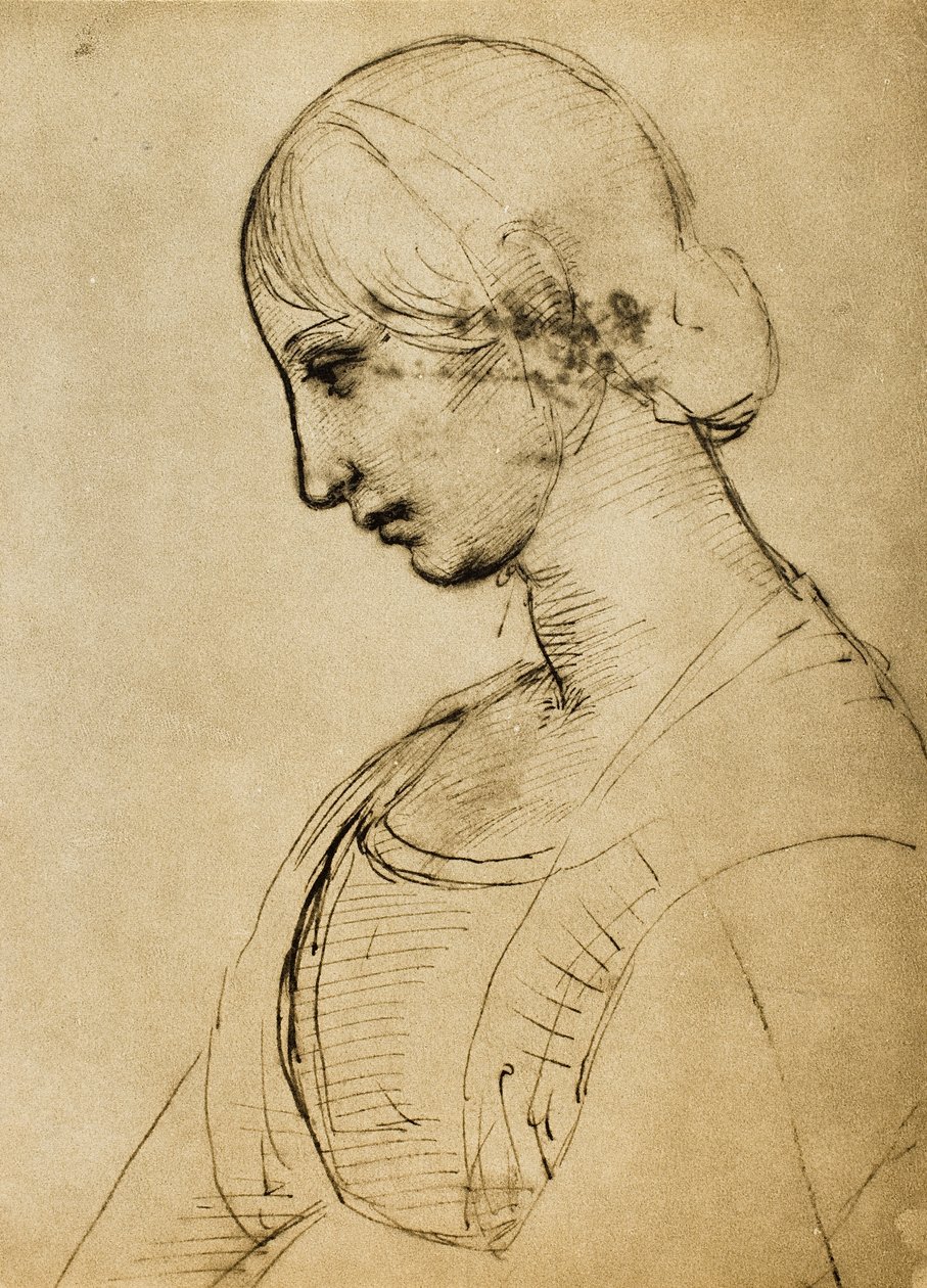 Estudo para uma Madalena; desenho de Raphael. Gabinete de Desenhos e Gravuras, Galeria Uffizi, Florença de Raffaello Sanzio Raphael