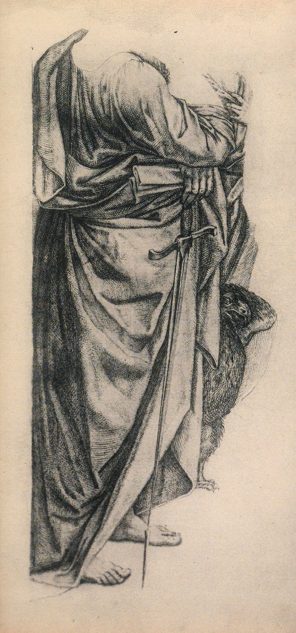 Estudo para o manto de São Paulo no pala di Bologna; desenho de Raphael. Gallerie dellAccademia, Veneza de Raffaello Sanzio Raphael