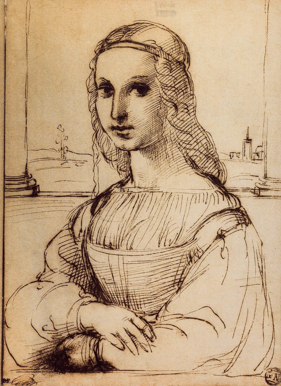 Estudo para o retrato de Maddalena Doni; desenho de Raphael. O louvre, paris de Raffaello Sanzio Raphael