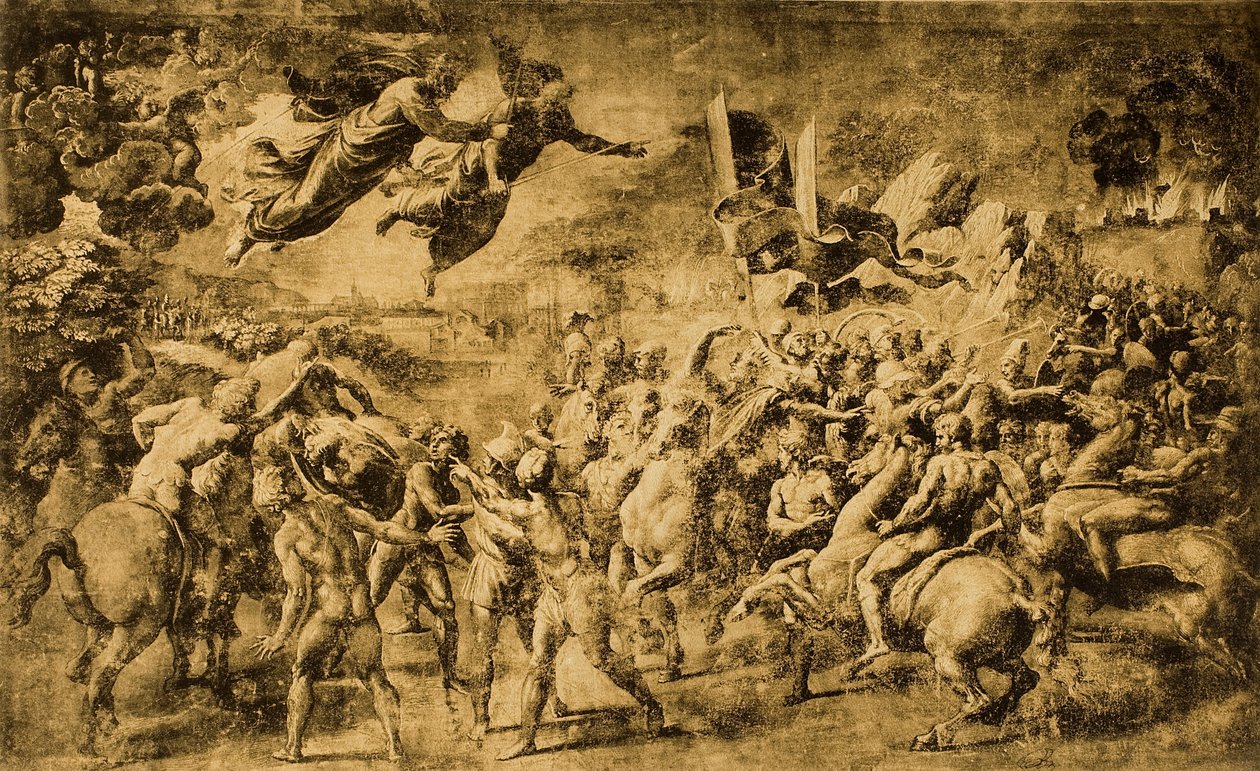 Os santos Pedro e Paulo aparecem para Átila; desenho de Raphael. O louvre, paris de Raffaello Sanzio Raphael