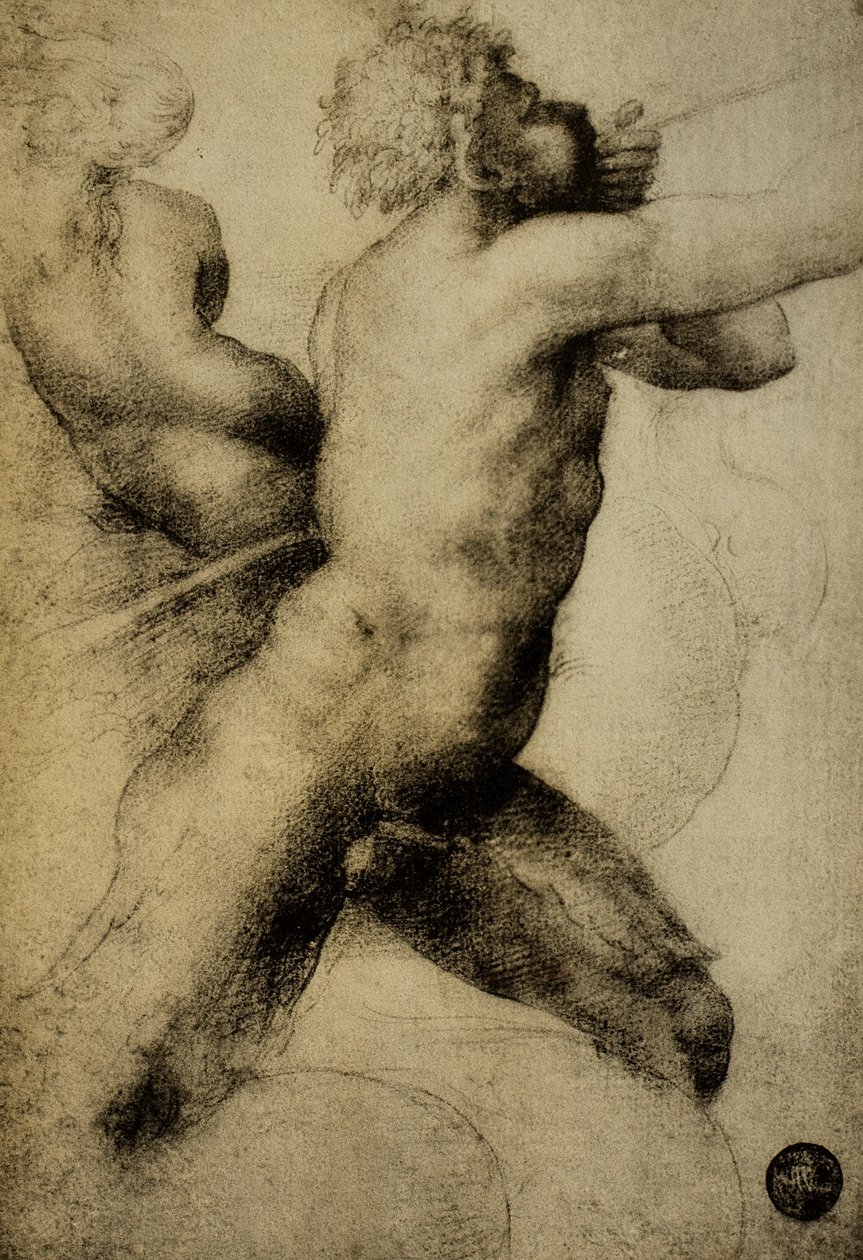 Tritão e Nereida; desenho de Raphael. Gallerie dellAccademia, Veneza de Raffaello Sanzio Raphael