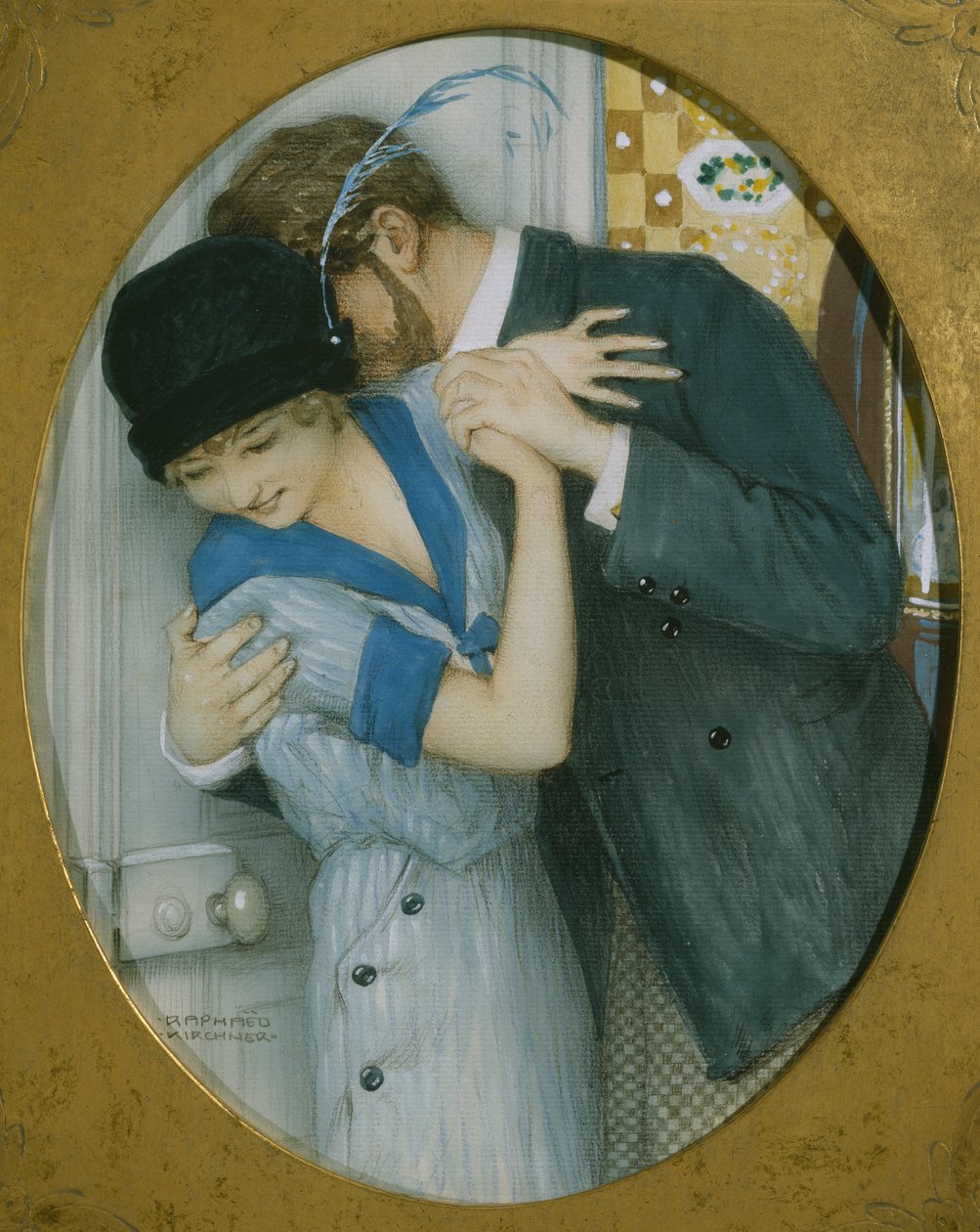 The Embrace (pastel e lápis e wc no papel) de Raphael Kirchner