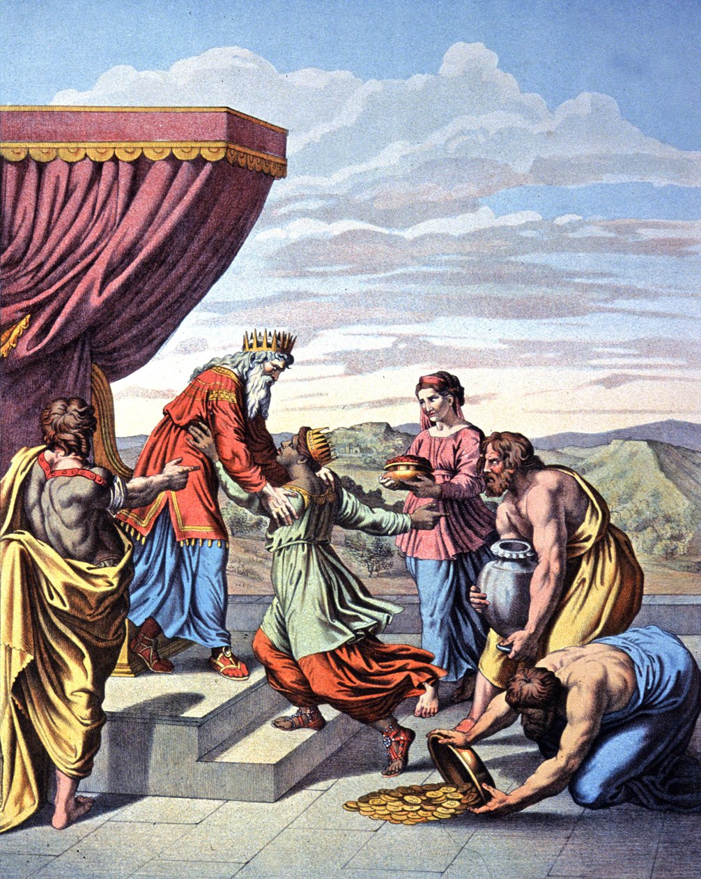 Encontro entre a Rainha de Sabá e o Rei de Salomão, c.1850 (litografia) de Raphael (1483-1520) (after)