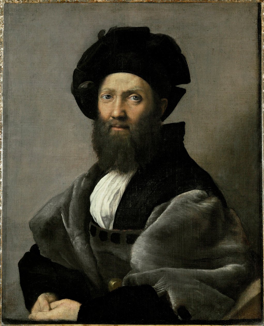 O conde Baldassare Castiglione, autor de "Il Cortegiano" ... de Raphael (1483 1520)