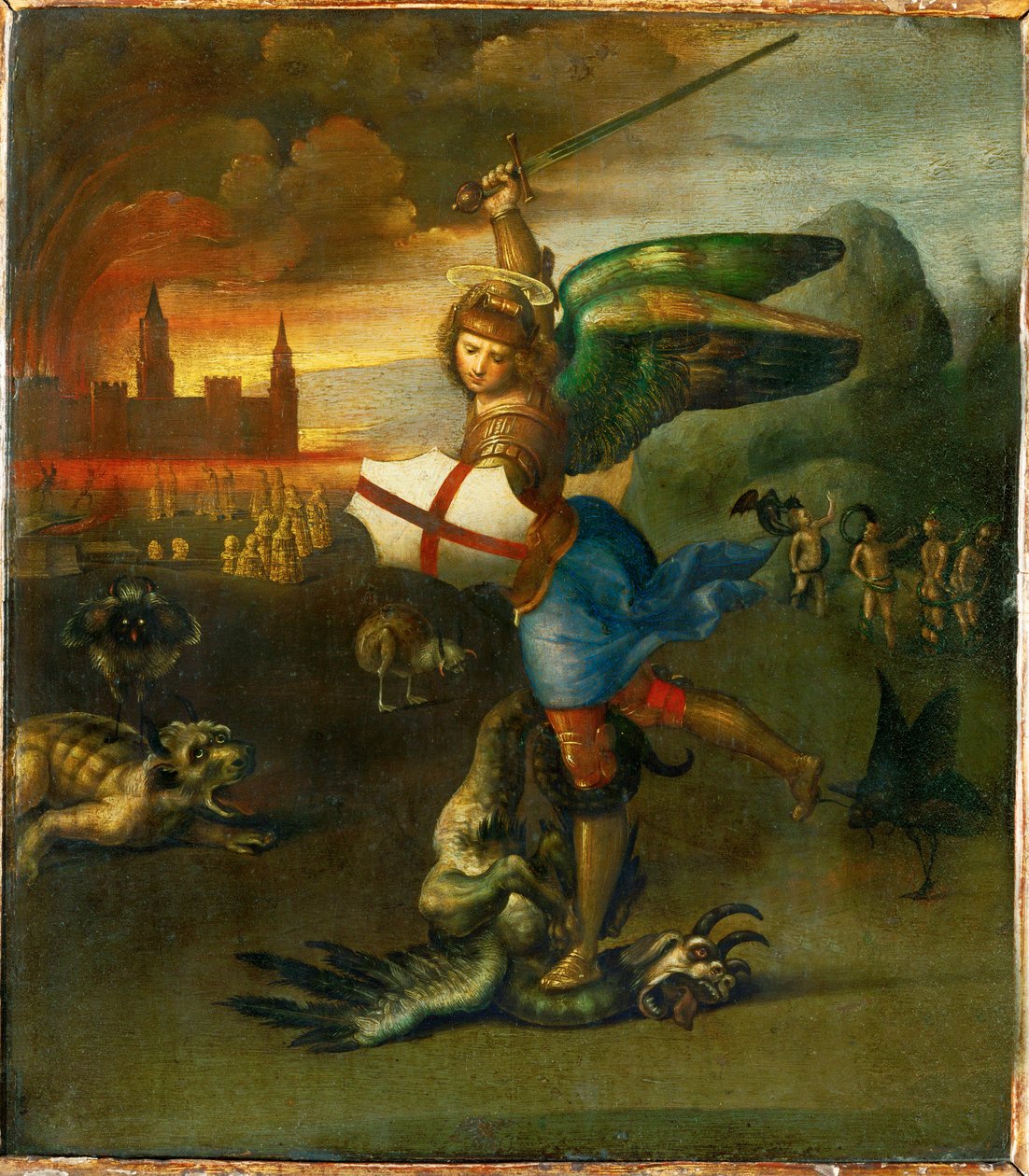 São Miguel. Pintado para Guidobaldo Montefeltre, Duque de Urbino ... de Raphael (1483-1520)