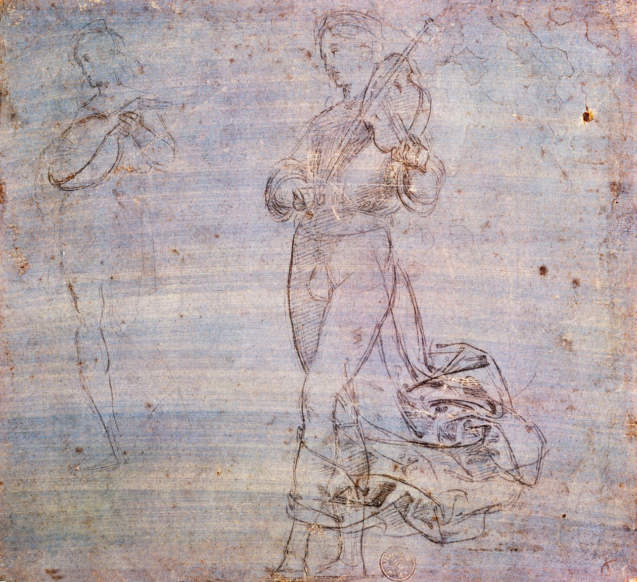 Estudo para figura com instrumento musical de Raphael