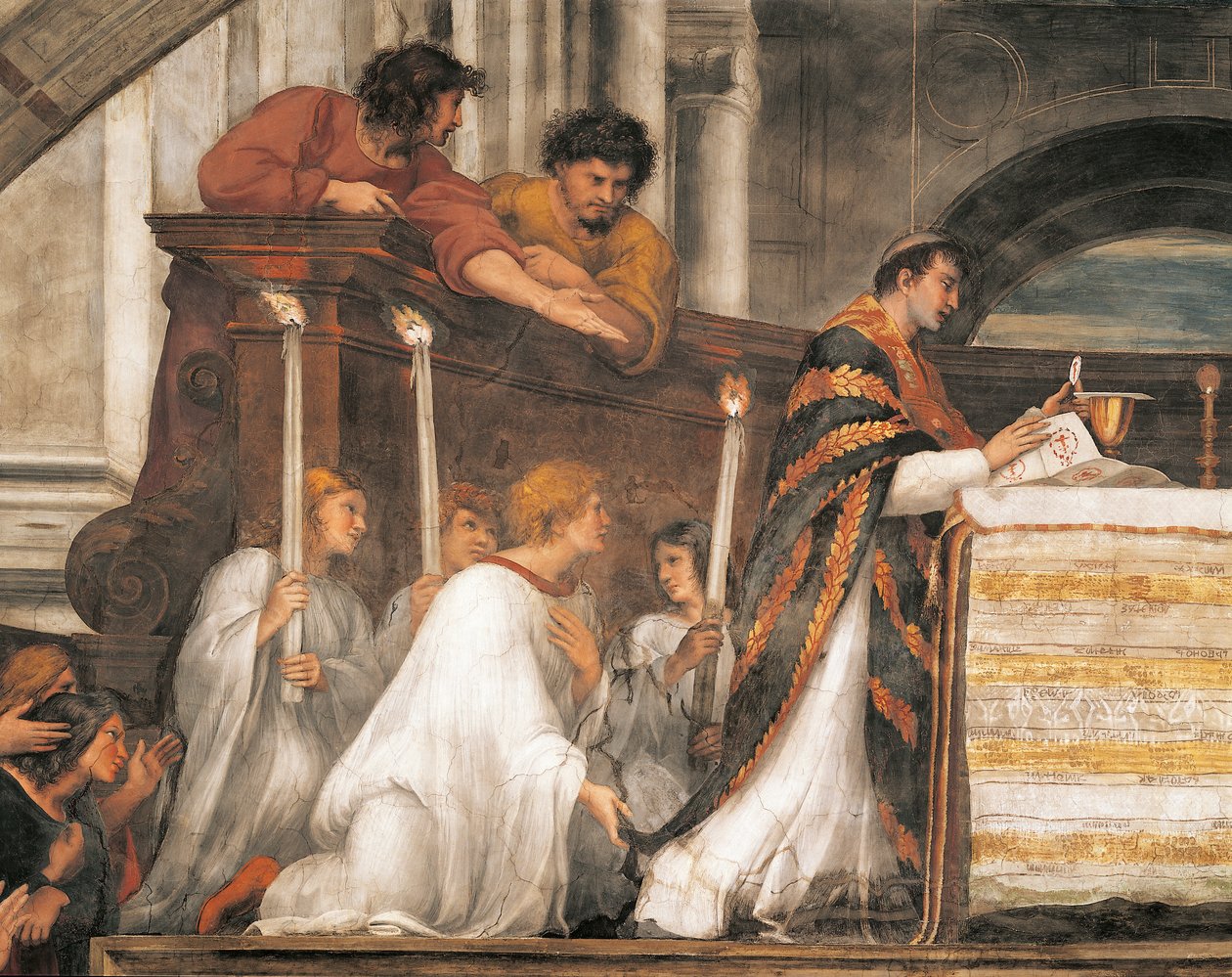 O milagre eucarístico, detalhe da Missa em Bolsena de Raphael (1483 1520)