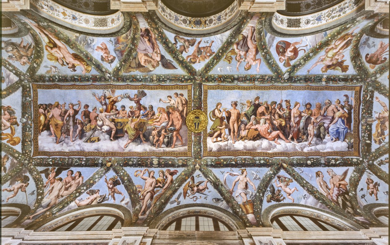 Vista dos cofres da Loggia do Cupido e da Psique, de Raphael