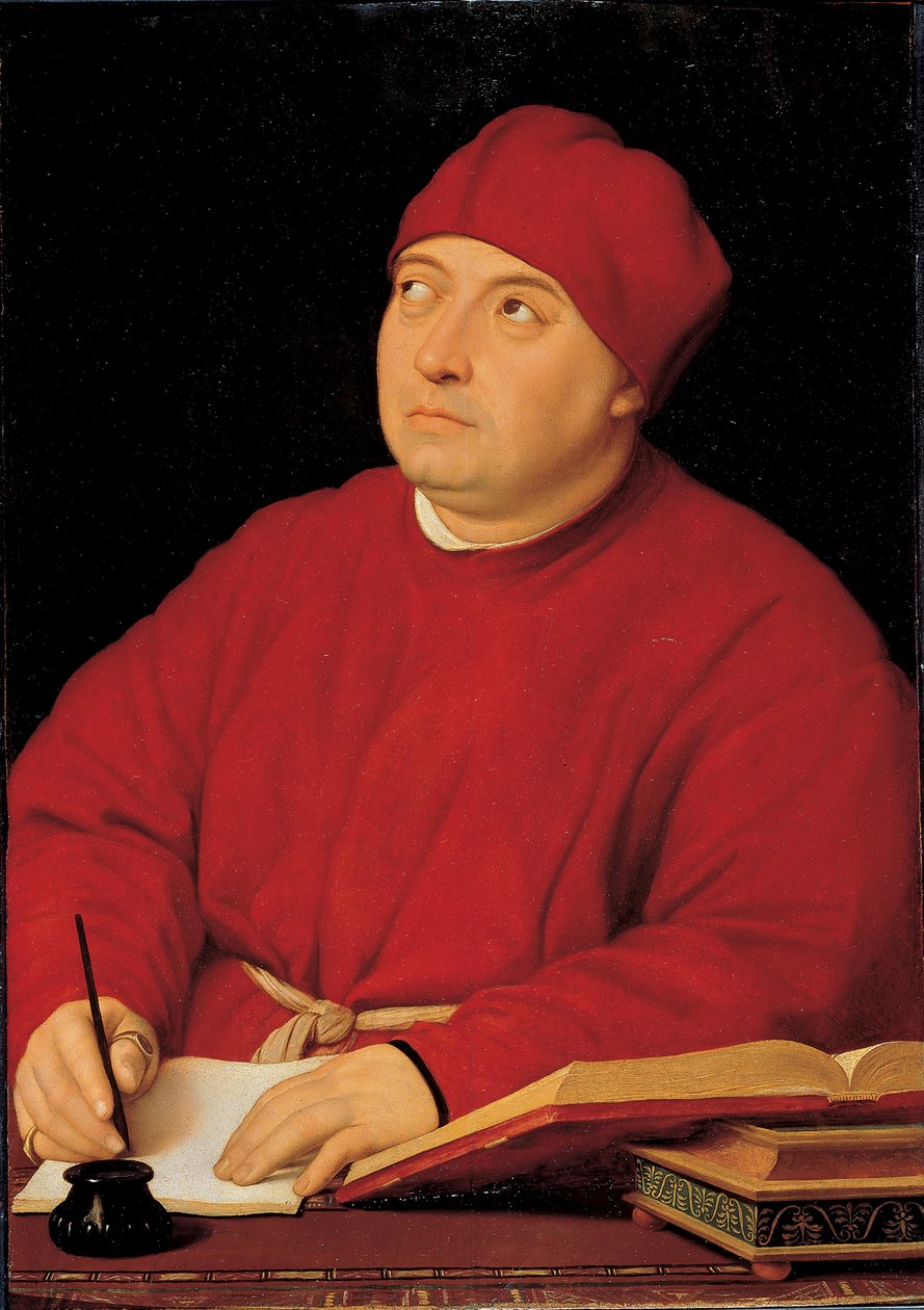 retrato do Cardeal Tommaso Inghirami (óleo sobre madeira) de Raphael (1483 1520) (& studio)