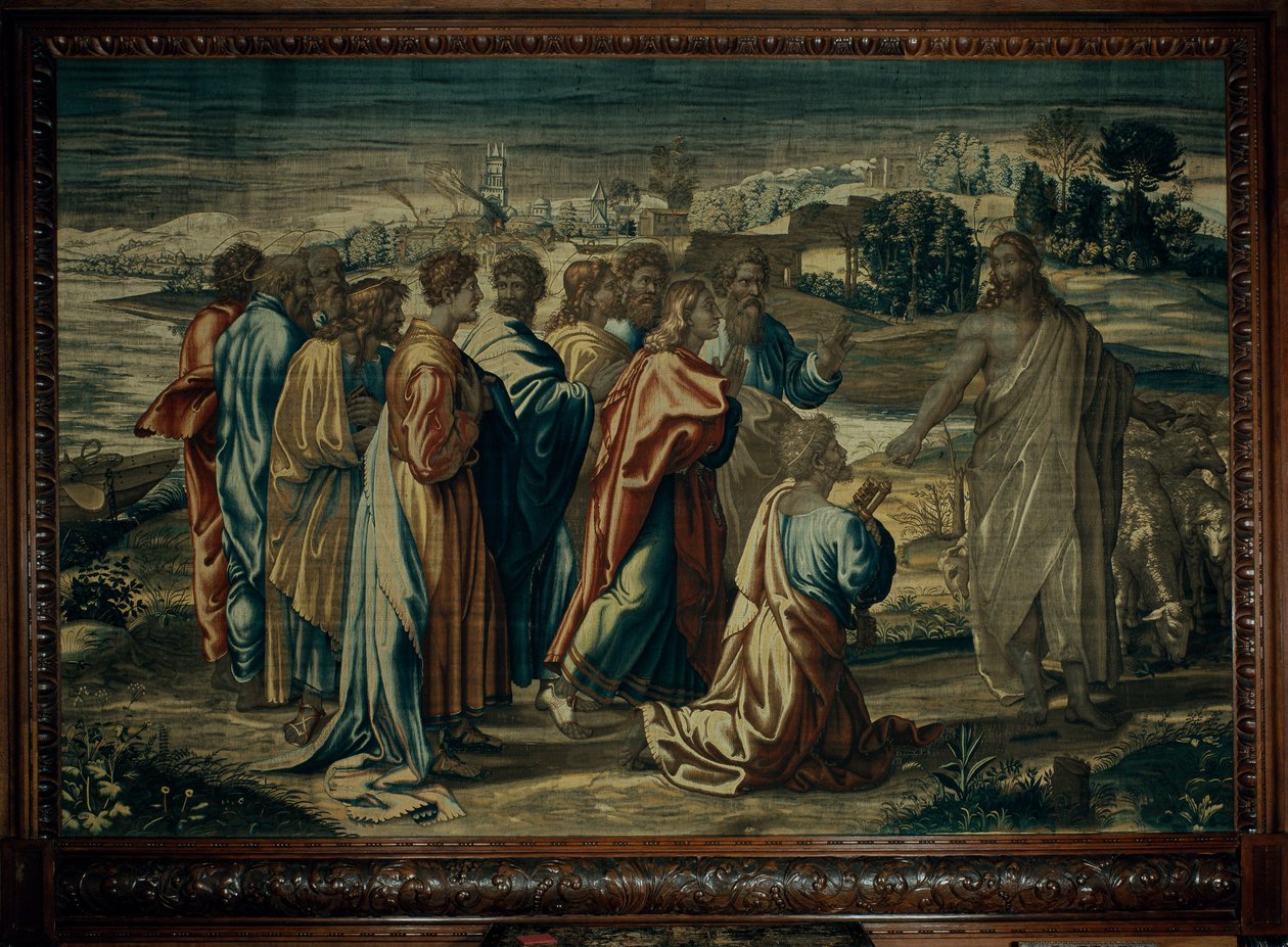 A Carga de Cristo para São Pedro, oficina de Mortlake de after Raphael