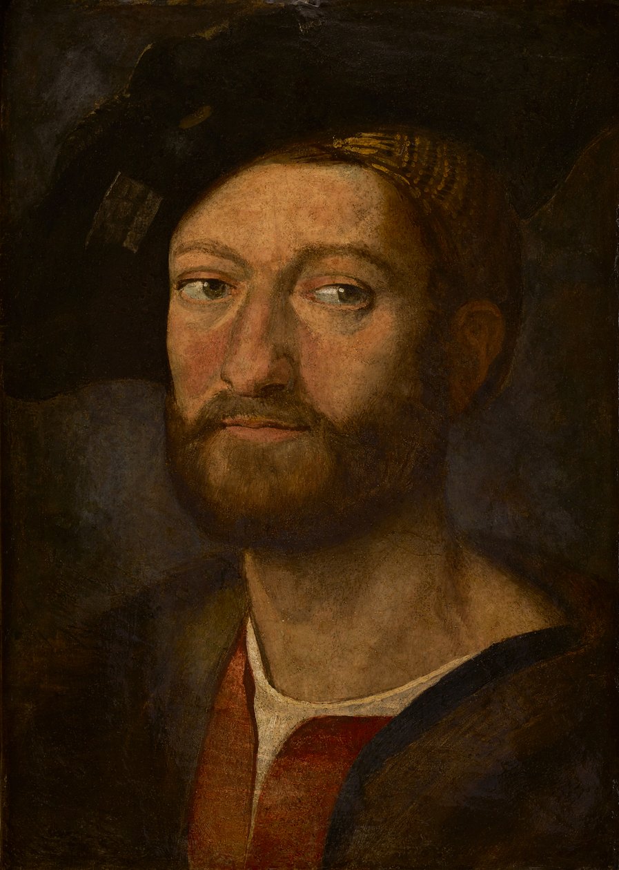 Retrato de um homem, dito ser Giuliano de Medici, Duque de Nemours (óleo sobre painel) de after Raphael
