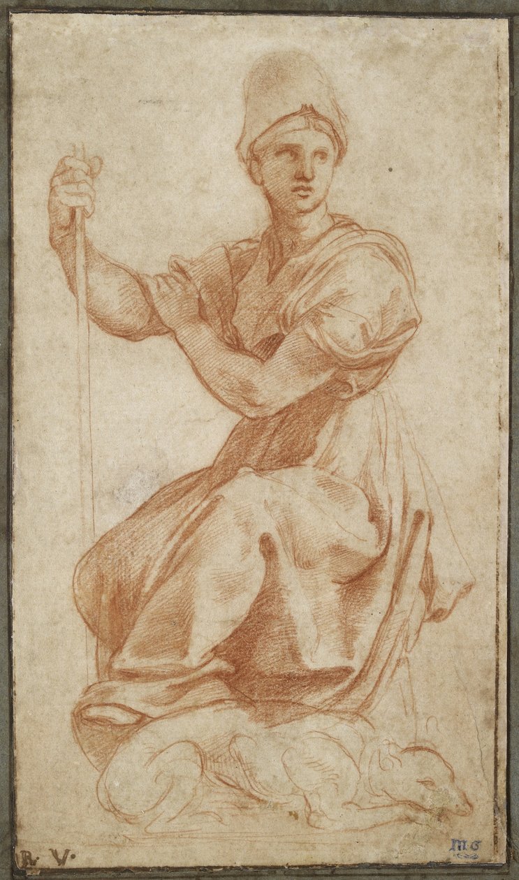 Figura Alegórica Feminina; Alegoria de Fides, WA1956.21 (giz vermelho) de Raphael
