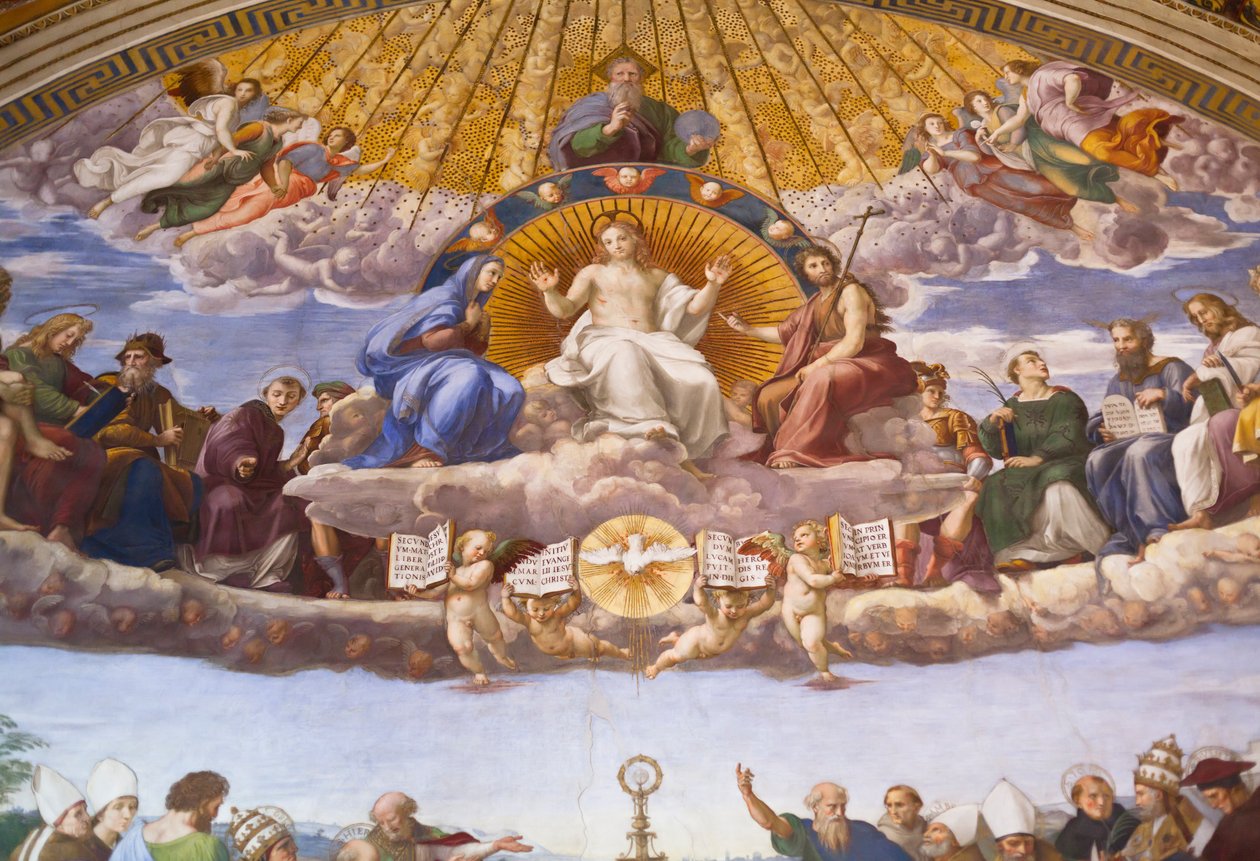 Detalhe da Disputa do Santo Sacramento, c.1509-10 (fresco) de Raphael (1483 1520)