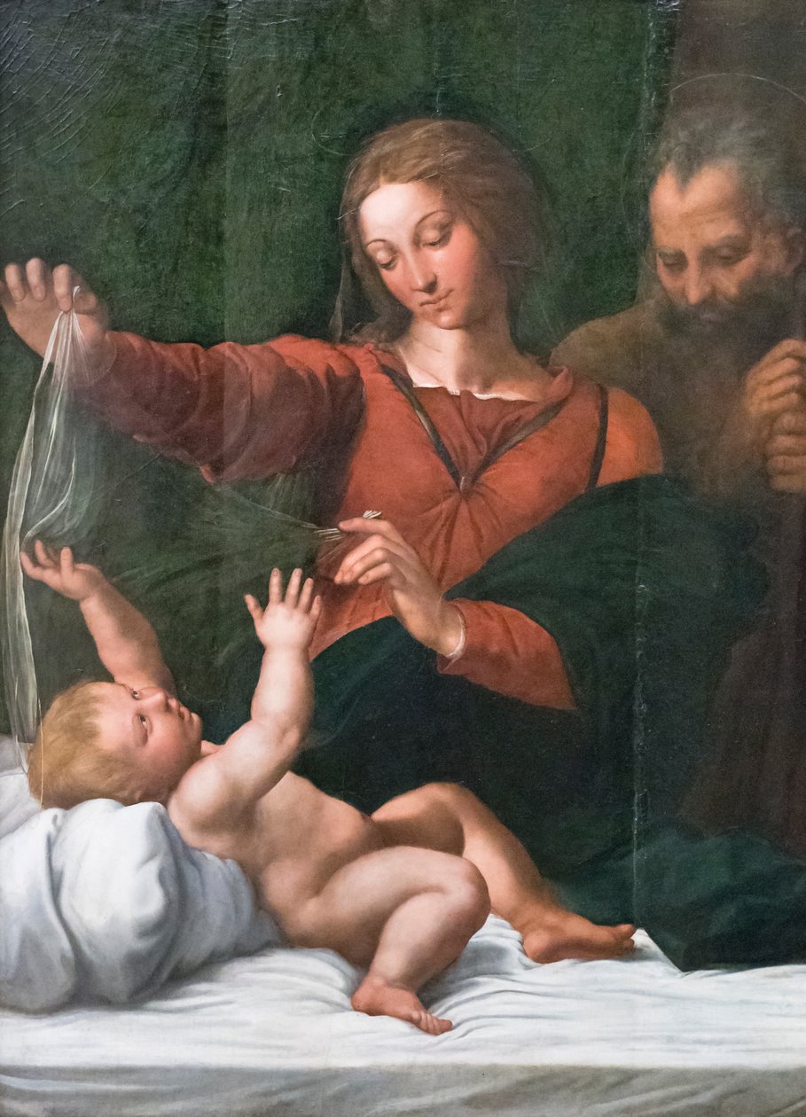 Santa família, também conhecida como Madonna del popolo, Madonna di Loreto ou Madonna del velo de Raphael (1483 1520)