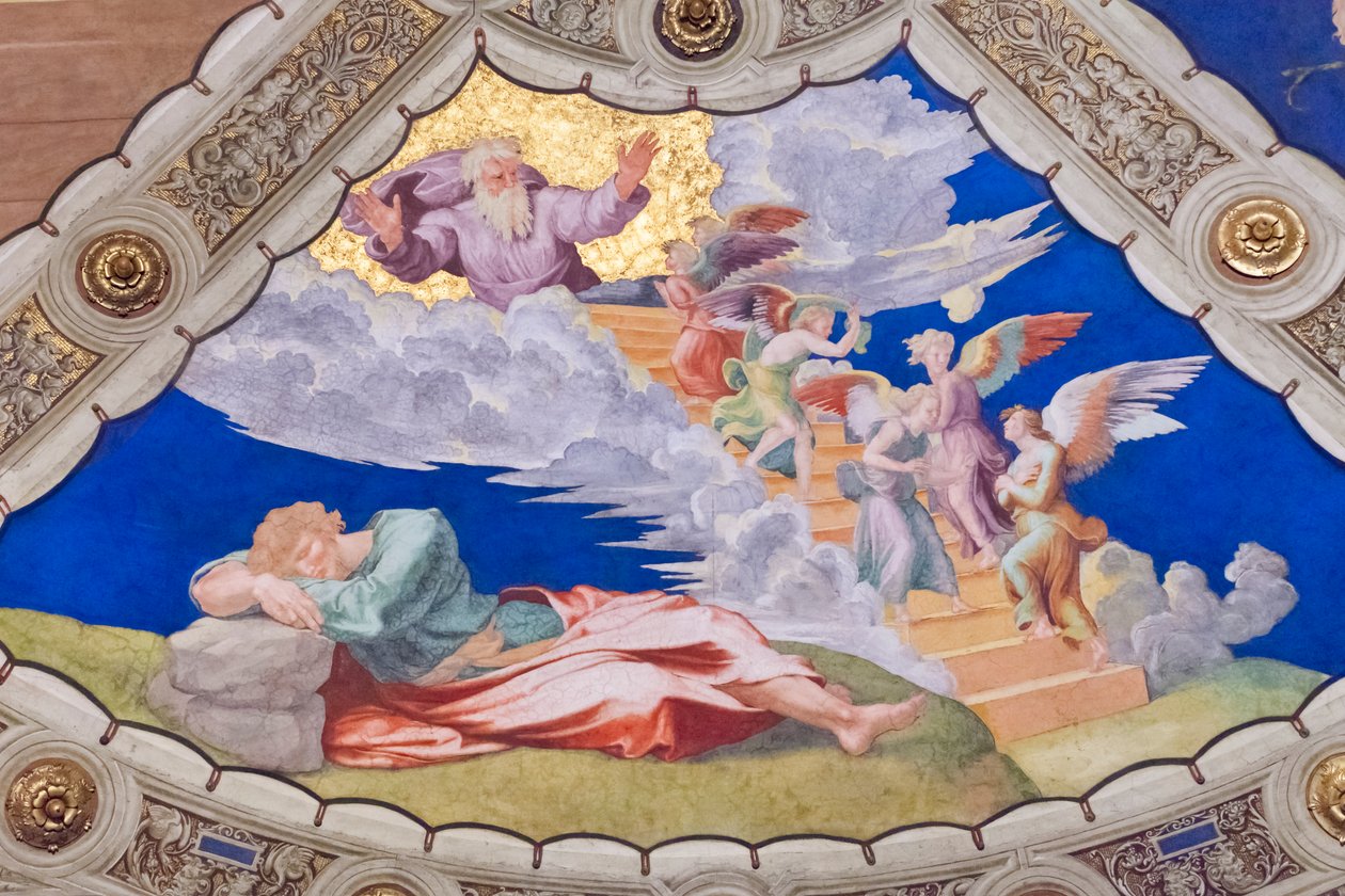 O sonho de Jacob, tecto da estrofe de Eliodoro, sala de Heliodoro (fresco) de Raphael (1483 1520)