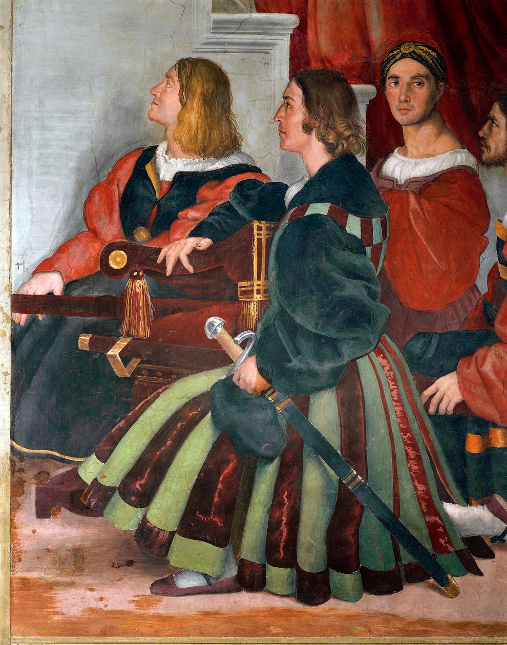 Portadores papais, detalhe da missa em Bolsena, Sala de Heliodoro de Raphael