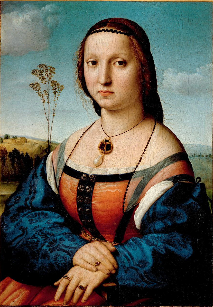 Retrato de Maddalena Doni Pintura de Raffaello Sanzio dit Raphael (1483-1520) 1506 Sol. 63x45 cm Florença, Palazzo Pitti, Galleria Palatina de Raphael