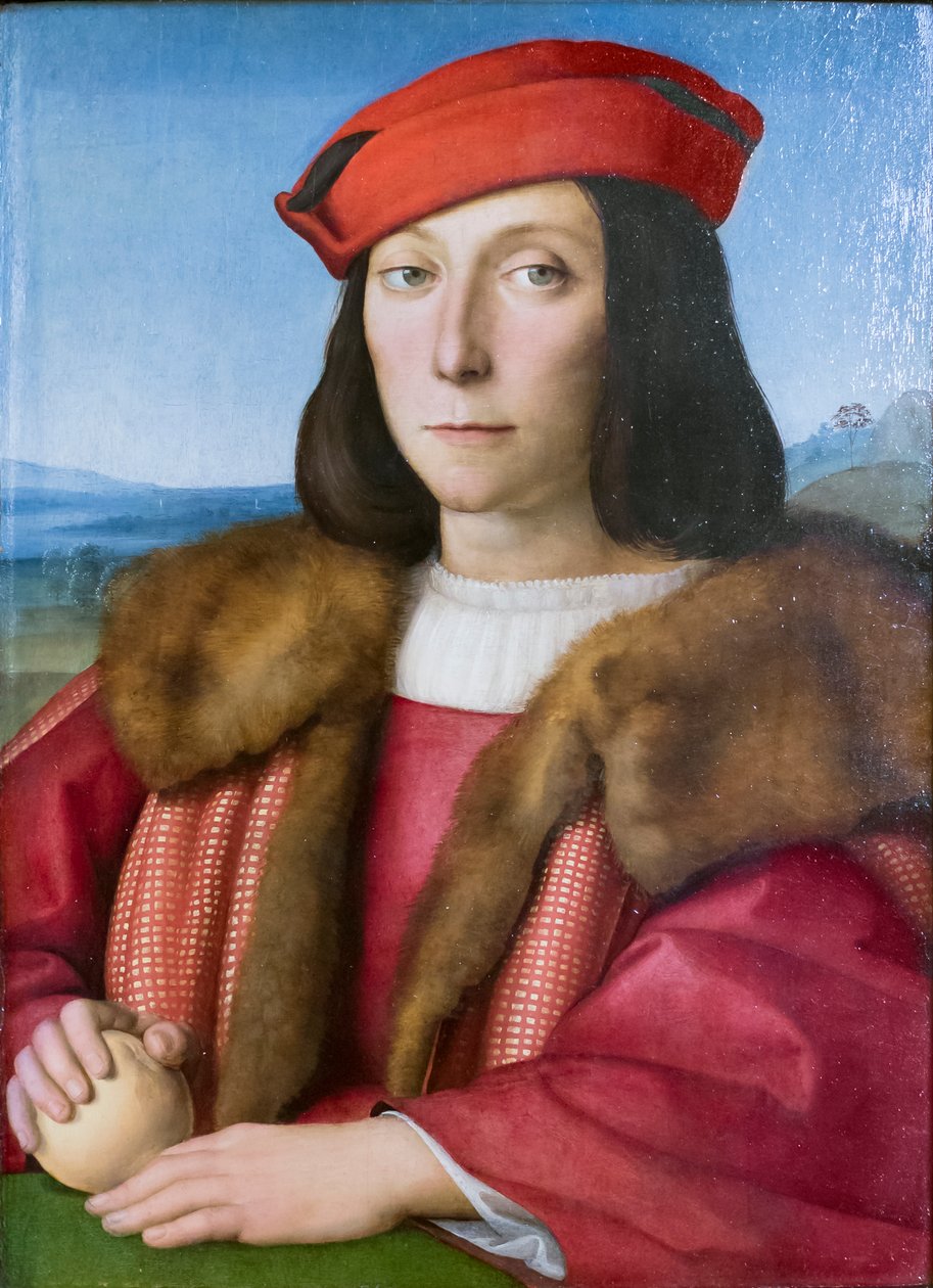 Retrato de jovem com uma maçã, possivelmente Francesco Maria della Rovere, cerca de 1505 (pintura) de Raphael (1483 1520)