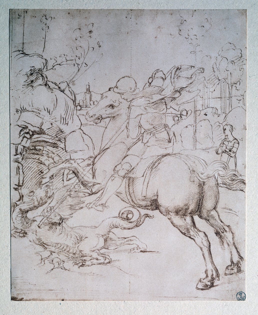 São Jorge e o Dragão - Desenho, c.1505 de Raphael
