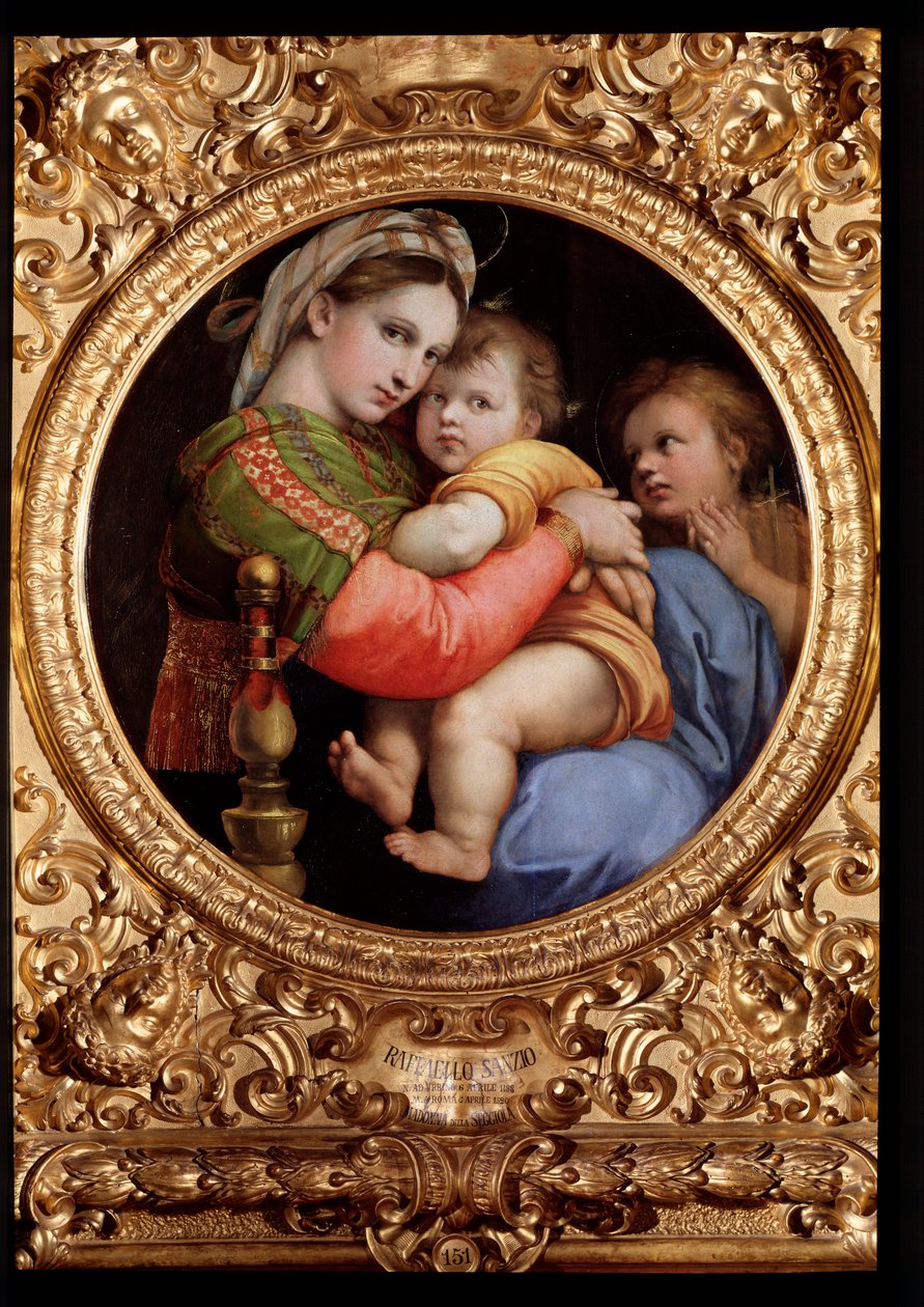 A Virgem da Cadeira - óleo sobre madeira de Raphael