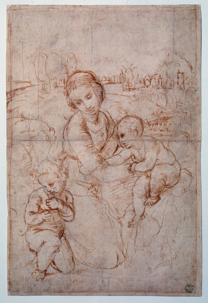 O Estudo da Virgem do Príncipe Esterhazy - Desenho, c.1507-1508 de Raphael