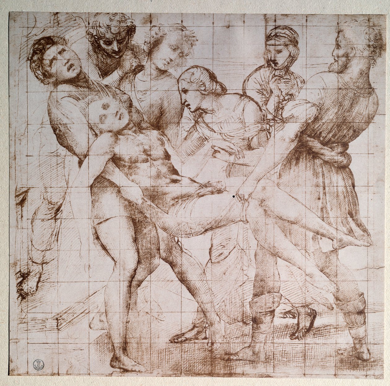 O depoimento de estudo para o retábulo Baglioni - desenho, c.1507 de Raphael