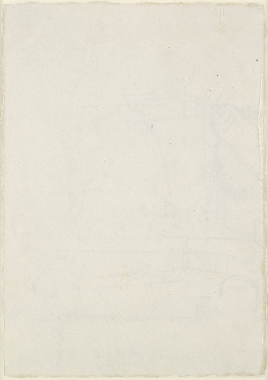 Verso: Ligeiras anotações arquitetônicas, incluindo uma planta de fundo cruciforme, WA1846.160 (caneta e tinta marrom sobre caneta cega, alguns vestígios de chumbo ou giz) de Raphael