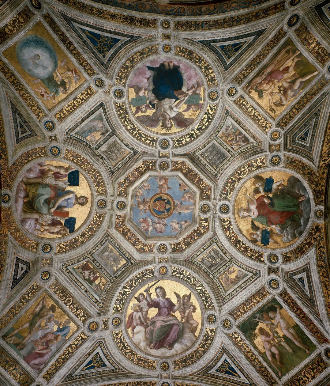 Teto em Stanza della Segnatura, ca 1510-1511. de Raphael