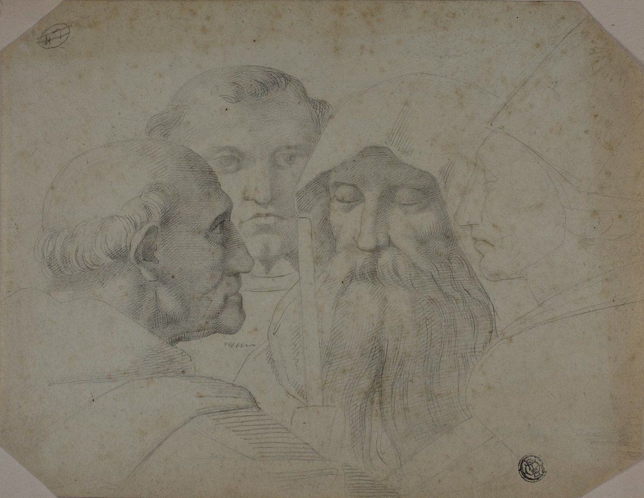 Quatro homens em conversa de Raphael