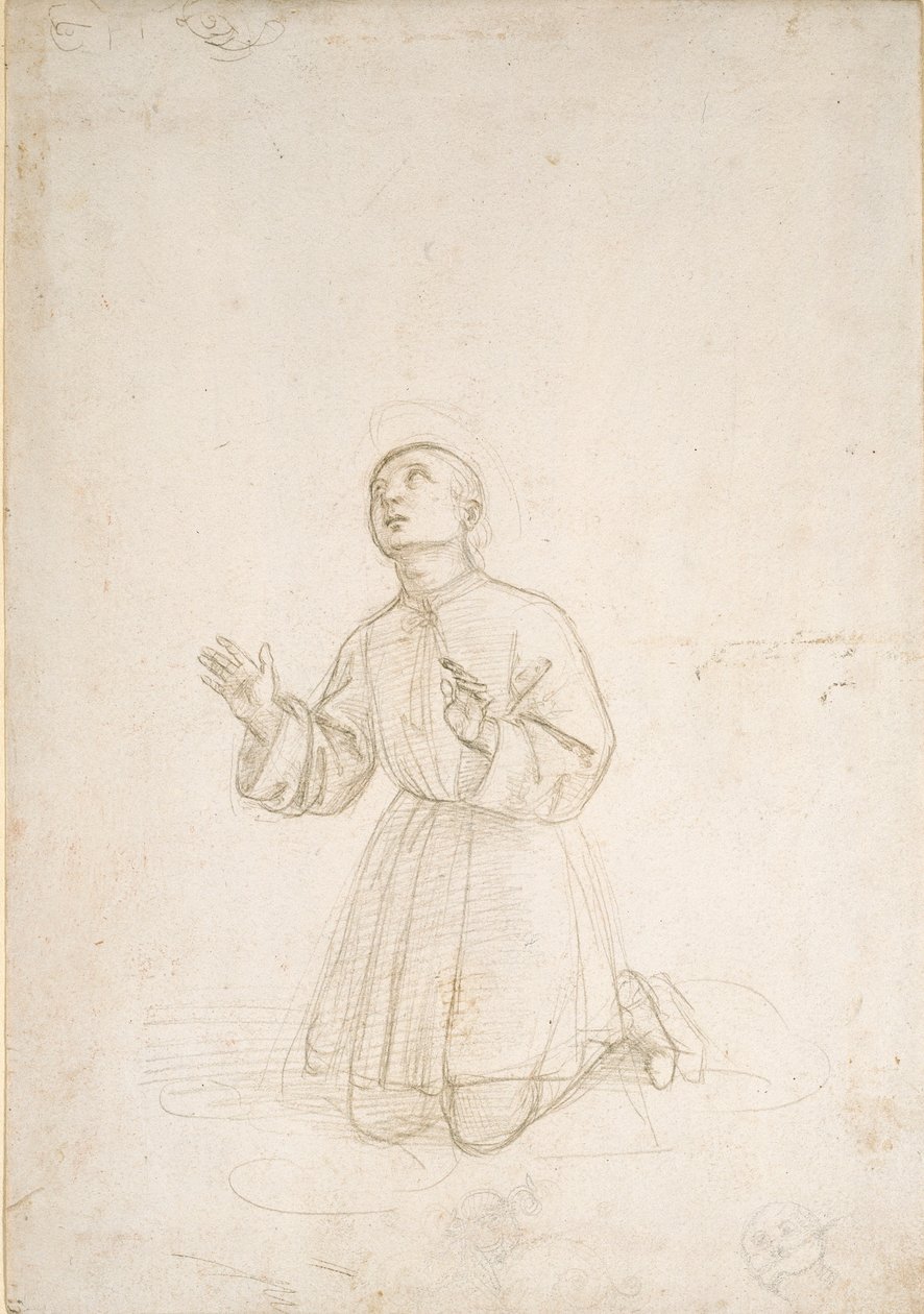 Figura ajoelhada de um jovem, c1503 de Raphael