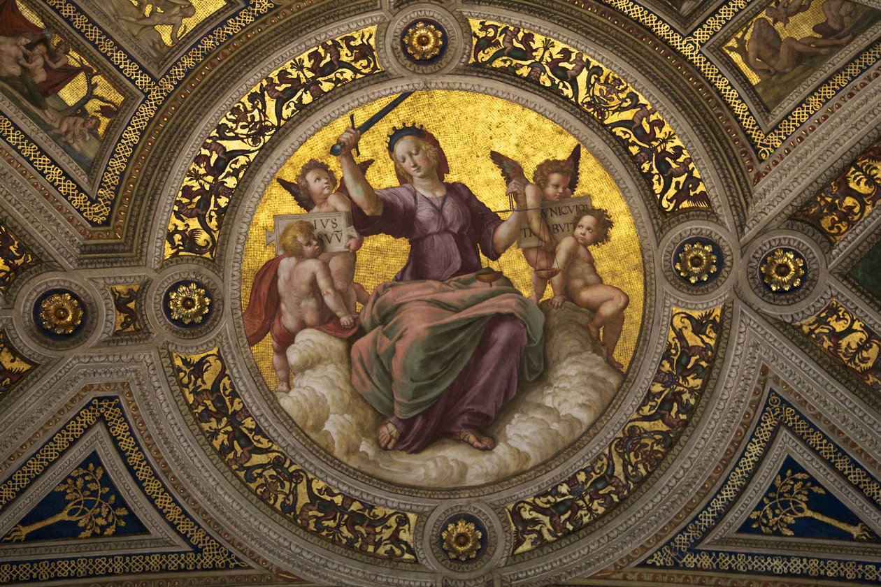 Justiça fresca na sala Signatura de Raffaello Sanzio Raphael