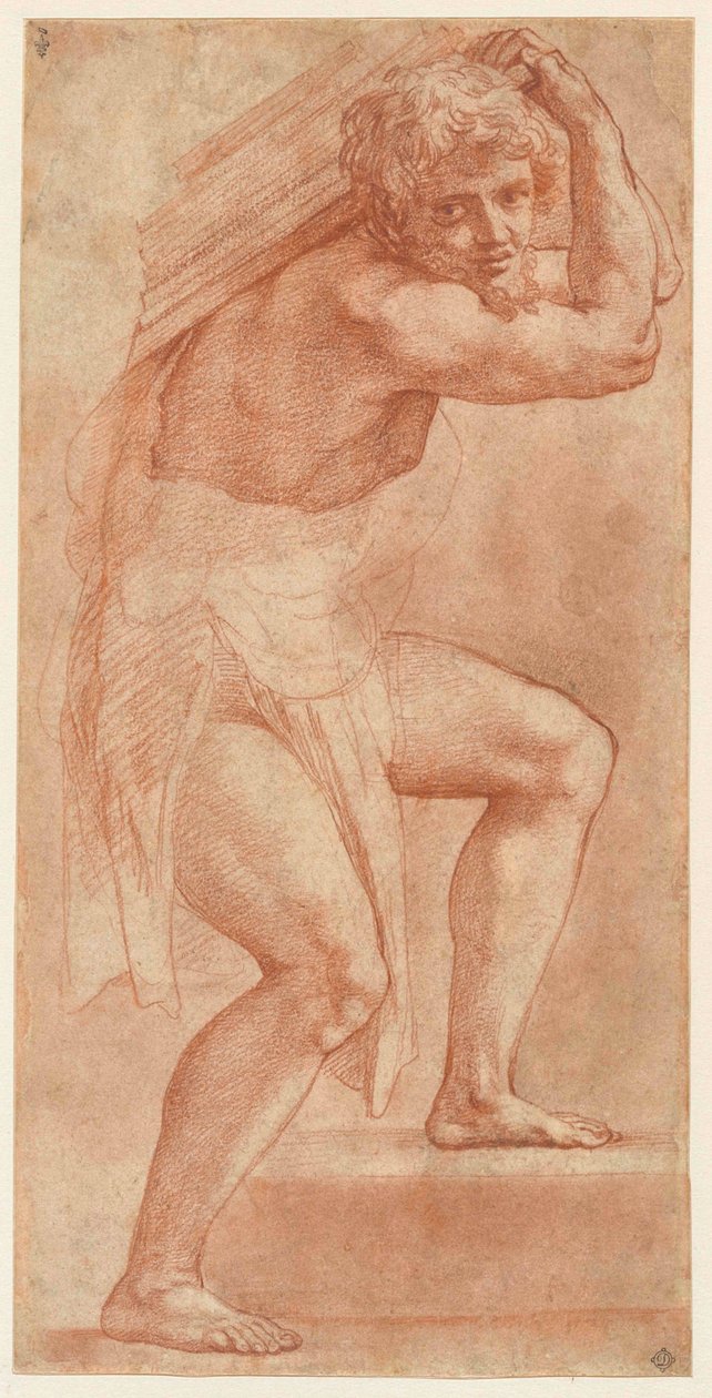Homem meio embrulhado, carregando um fardo, 1514-1516. de Raphael