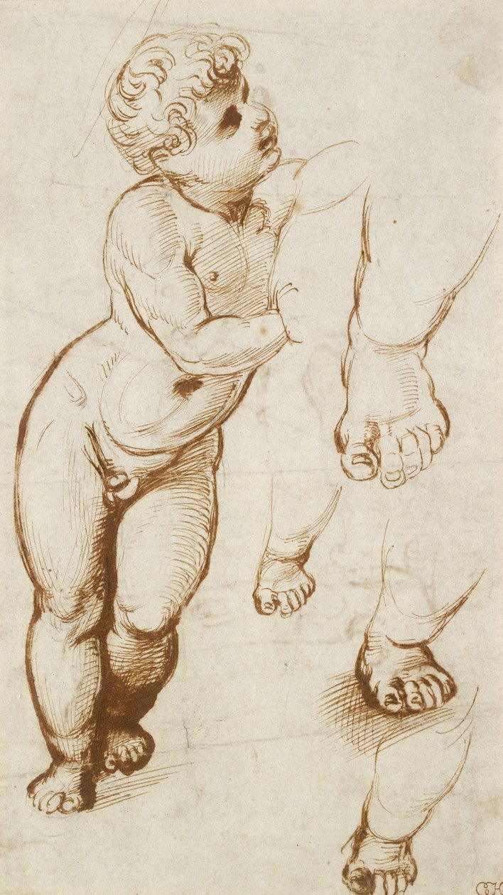 Recto: O Cristo Infante e outros Estudos, 1500-1520 de Raphael