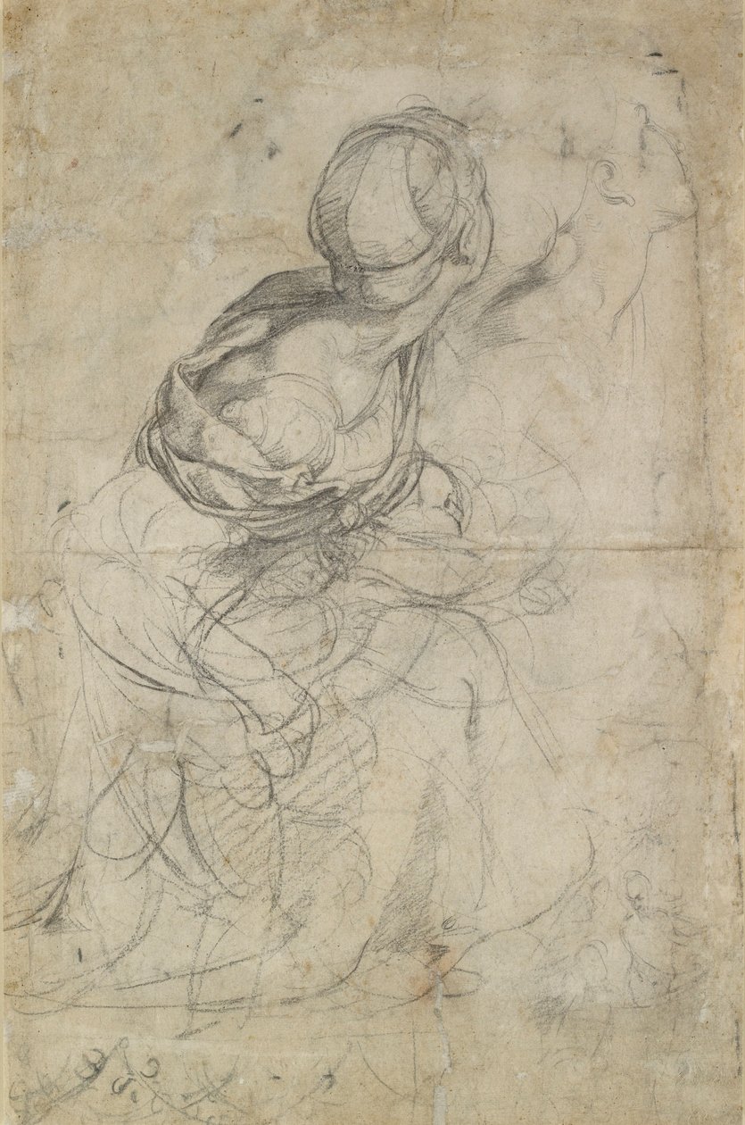 Estudos para duas mulheres ajoelhadas, c1500-1520 de Raphael