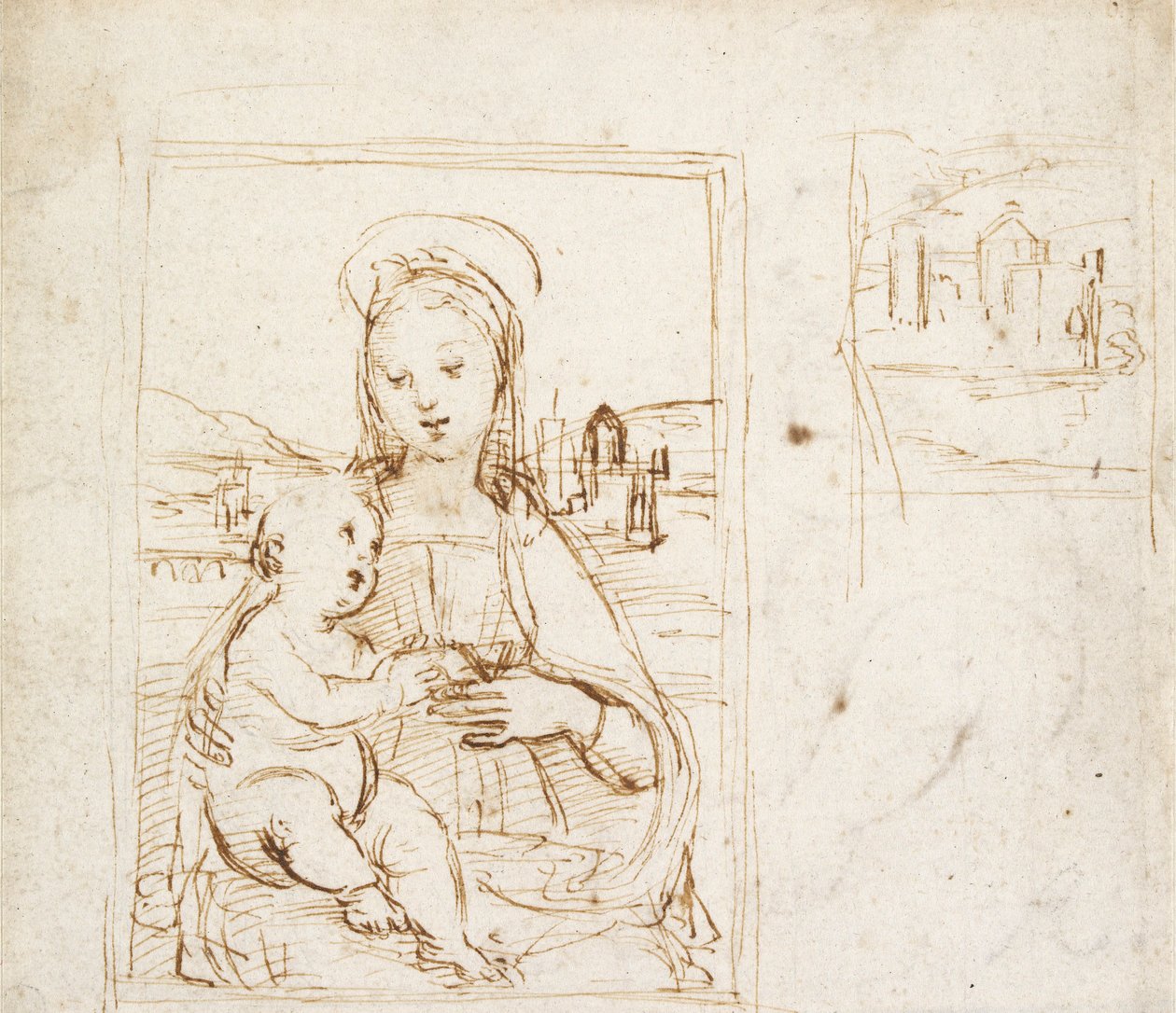 Estudo para um retrato da Virgem com o Menino, c1500-1504 de Raphael