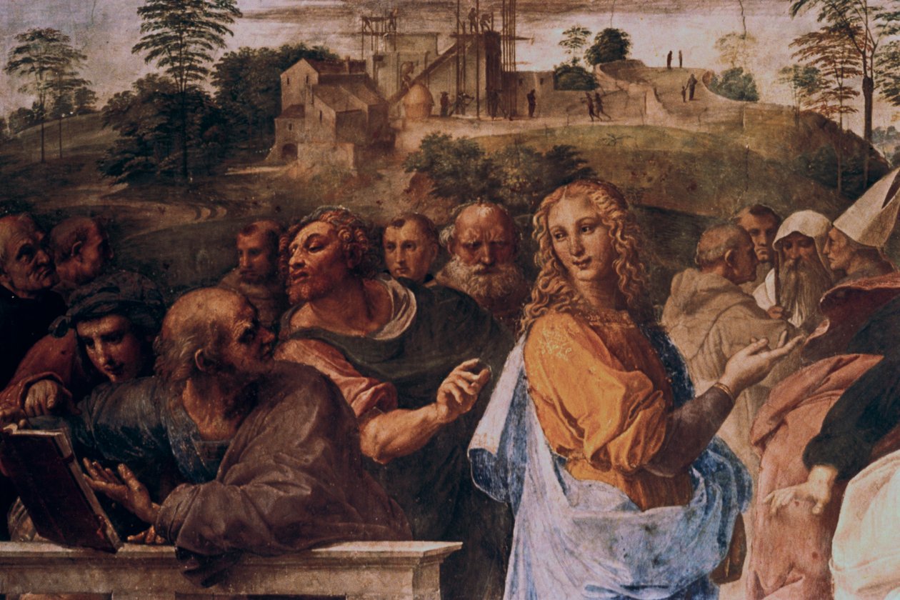 A Disputa no Santo Sacramento, detalhe, 1508-1509 de Raffaello Sanzio Raphael