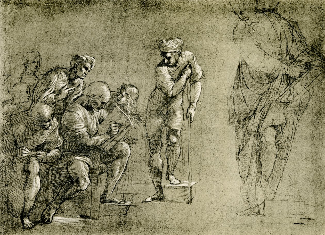 O grupo de Pitágoras da Escola de Atenas de Raffaello Sanzio Raphael