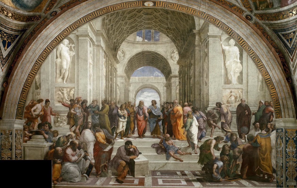 A Escola de Atenas. Fresco na Stanza della Segnatura, ca 1510-1511. de Raphael