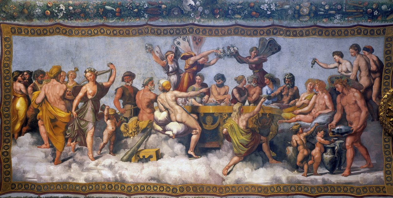 Banquete de casamento de Cupido e Psique, 1517. de Raphael