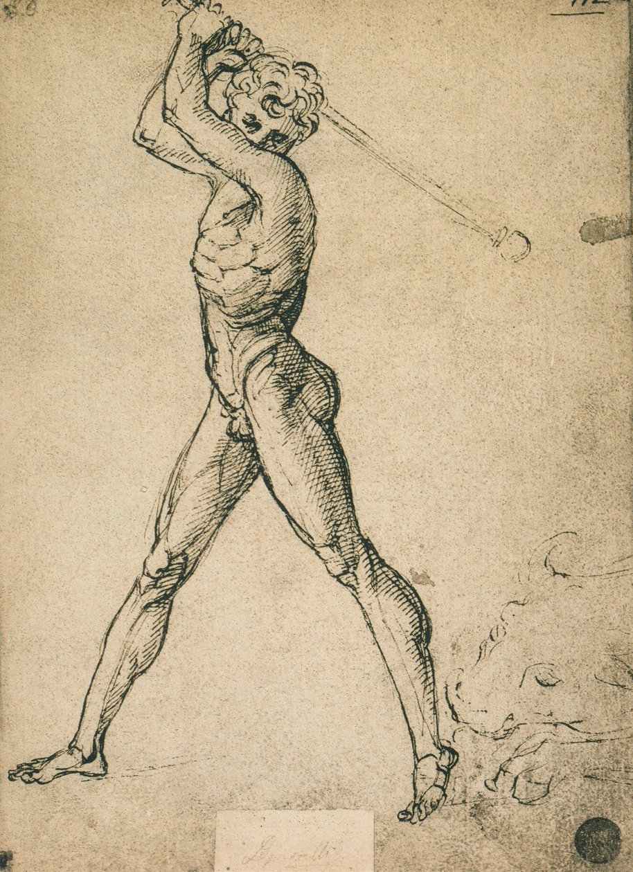 Hércules mata o touro; desenho de Raphael. Gallerie dellAccademia, Veneza de Raffaello Sanzio Raphael